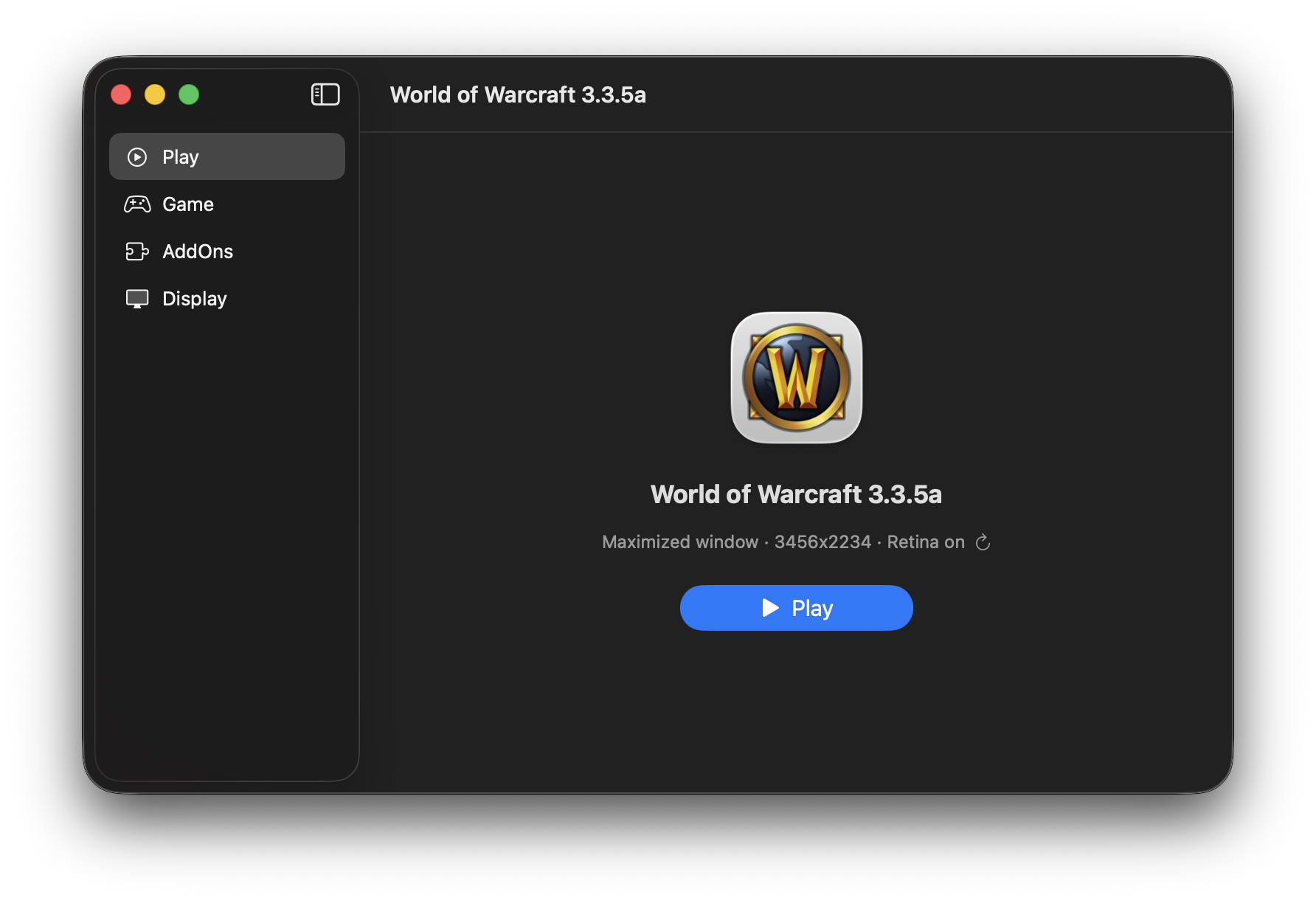WoW Launcher — Play tab